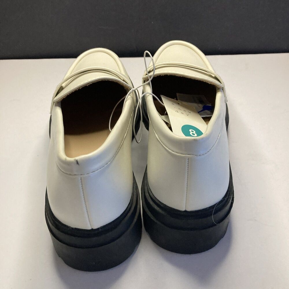 Womens A New Day White Penny Loafer Size 8 Chunky Rubber Black Soles New w/ Tags - Picture 6 of 12